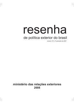 2007, 2&ordm; semestre, n&uacute;mero 101 - Minist&eacute;rio das Rela&ccedil;&otilde;es Exteriores