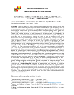 a cria&ccedil;&atilde;o de uma liga acad&ecirc;mica em enfermagem