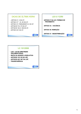 DICAS DE &Uacute;LTIMA HORA! LEI 8.112/90 LC 101/2000