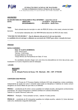 Edital do Processo Seletivo 2015-1