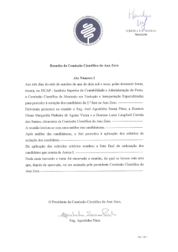 Ata Número 1 Aos três dias do mês de outubro do ano de