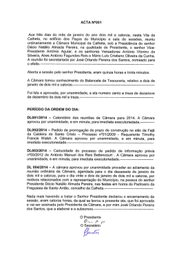 ACTA N&deg;001 Aos tr&ecirc;s dias do m&ecirc;s de janeiro do ano dois