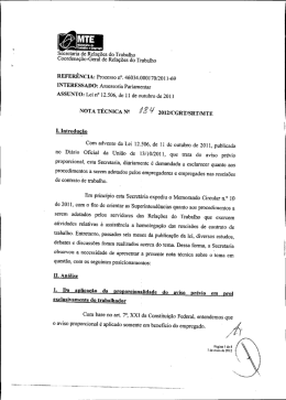 Nota Técnica MTE - 184/2012 - Aviso Prévio proporcional