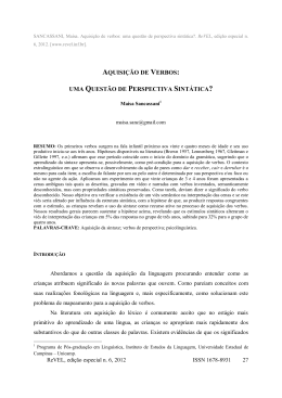 aquisi&ccedil;&atilde;o de verbos: uma quest&atilde;o de perspectiva sint&aacute;tica?