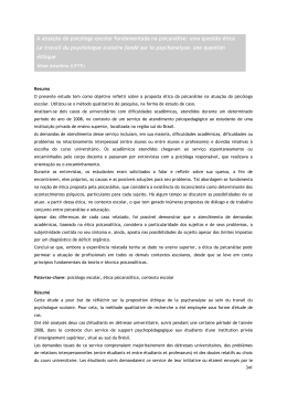 A atua&ccedil;&atilde;o do psic&oacute;logo escolar fundamentada na psican&aacute;lise: uma