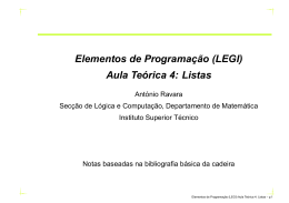 Elementos de Programação (LEGI) Aula Teórica 4: Listas