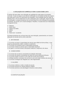 A AVALIA&Ccedil;&Atilde;O DO CURR&Iacute;CULO COM A AJUDA DUMA LISTA