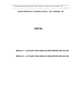 EDITAL DE LICITA&Ccedil;&Atilde;O PARA VENDA DE IM&Oacute;VEL