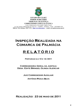 Inspe&ccedil;&atilde;o &ndash; Comarca de Palm&aacute;cia (Proc