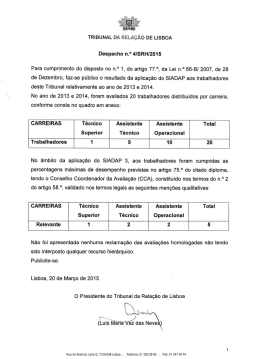 Despacho N&ordm;4 de 2015 - Tribunal da Rela&ccedil;&atilde;o de Lisboa