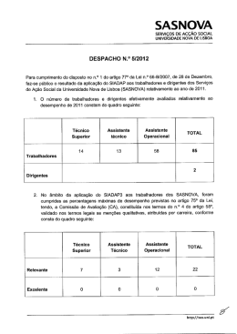 Resultado global da aplica&ccedil;&atilde;o do SIADAP relativo ao ano de 2011