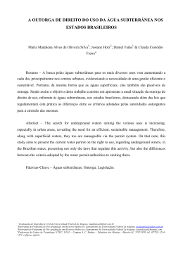 A OUTORGA DE DIREITO DO USO DA &Aacute;GUA SUBTERR&Acirc;NEA