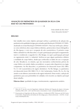 resumo avalia&ccedil;&atilde;o de par&acirc;metros de qualidade da &aacute;gua com