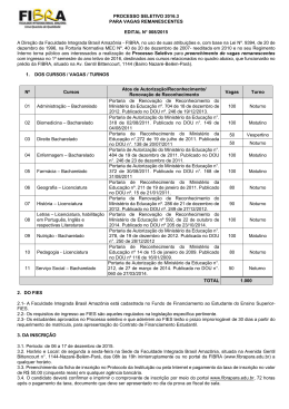 PROCESSO SELETIVO 2016.3 PARA VAGAS REMANESCENTES