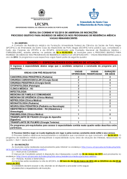 EDITAL Nº 03-2015 - VAGAS REMANESCENTES PARA