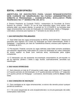 Edital de Vagas Remanescentes (Transferência Externa) 2013 1