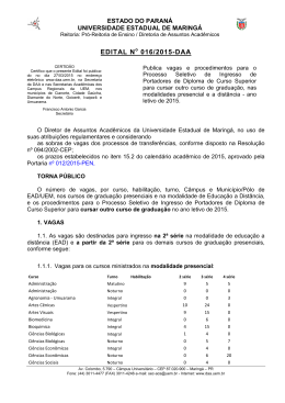 EDITAL N 016/2015-DAA - Diretoria de Assuntos Acadêmicos