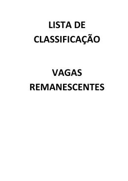 LISTA DE CLASSIFICAÇÃO VAGAS REMANESCENTES
