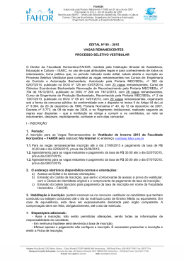 EDITAL N&ordm; 09 &ndash; 2015 VAGAS REMANESCENTES