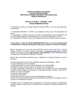 EDITAL Nº 03/2014 – PROENS – IFPR VAGAS REMANESCENTES