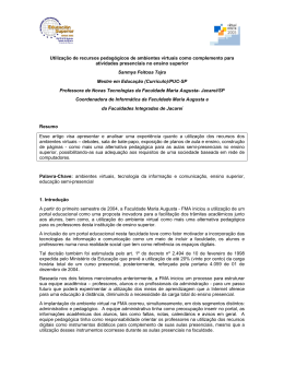 Utilização de recursos pedagógicos de ambientes virtuais