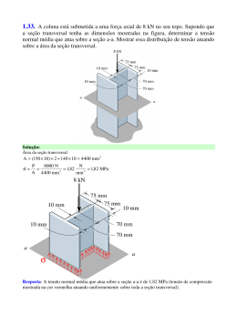 1.33. A coluna est&aacute; submetida a uma for&ccedil;a axial de 8 kN no seu