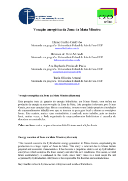 Voca&ccedil;&atilde;o energ&eacute;tica da Zona da Mata Mineira