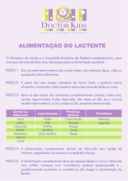 ALIMENTAÇÃO DO LACTENTE - Doctor Kids: Clínica Materno Infantil