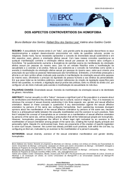 DOS ASPECTOS CONTROVERTIDOS DA HOMOFOBIA