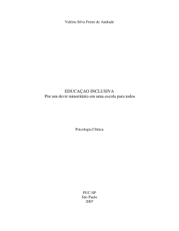 EDUCA&Ccedil;AO INCLUSIVA Por um devir minorit&aacute;rio em uma escola