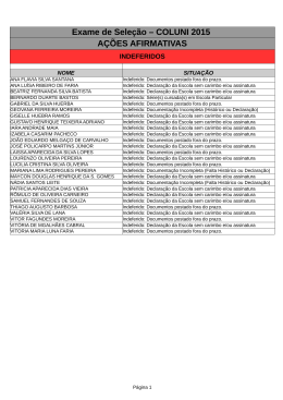 Exame de Sele&ccedil;&atilde;o &ndash; COLUNI 2015 A&Ccedil;&Otilde;ES AFIRMATIVAS