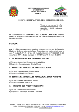 Decreto Municipal N° 027 de 26 de Fevereiro de 2015