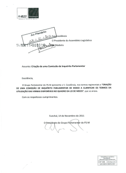 Assunto: Criação de uma Comissão de Inquérito Parlamentar