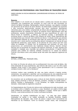 LEITURAS DAS PROFESSORAS: UMA TRAJET&Oacute;RIA DE