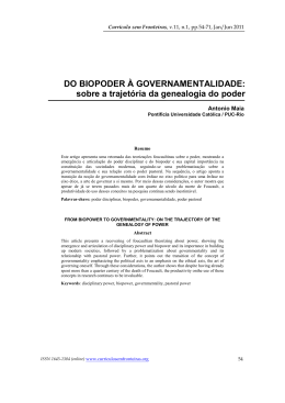 DO BIOPODER &Agrave; GOVERNAMENTALIDADE