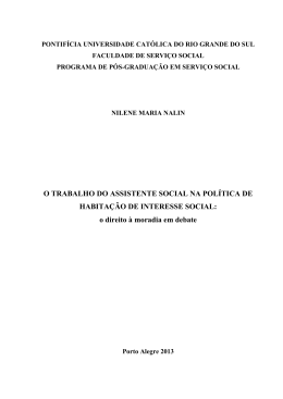 O trabalho do assistente social na política de habitação de interesse
