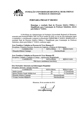 FUNDAÇÃO UNIVERSIDADE REGIONAL DE BLUMENAU Pró