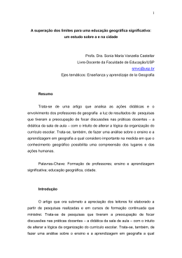 A supera&ccedil;&atilde;o dos limites para uma educa&ccedil;&atilde;o geogr&aacute;fica significativa