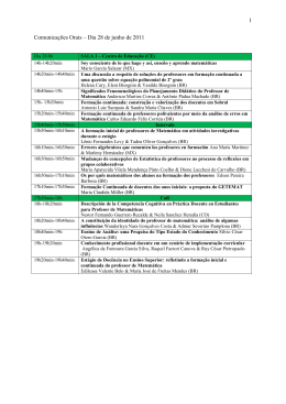1 Comunica&ccedil;&otilde;es Orais &ndash; Dia 28 de junho de 2011