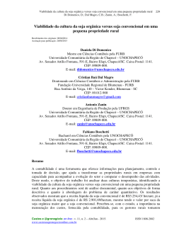 Viabilidade da cultura da soja org&acirc;nica versus soja convencional