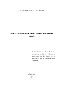 PROCESSOS E PROJETOS EM UMA FÁBRICA DE SOFTWARE