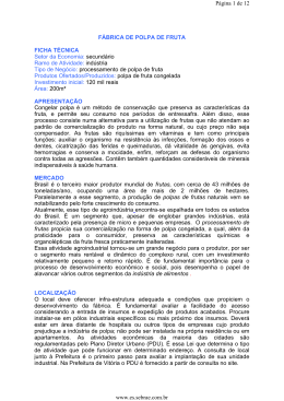 F&Aacute;BRICA DE POLPA DE FRUTA FICHA T&Eacute;CNICA Setor da