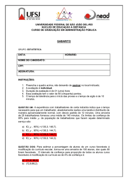 Gabarito - Estatística - publicado em 05/02/2014
