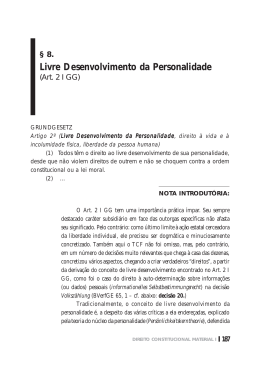 8. Livre desenvolvimento da personalidade (Art. 2 I GG)