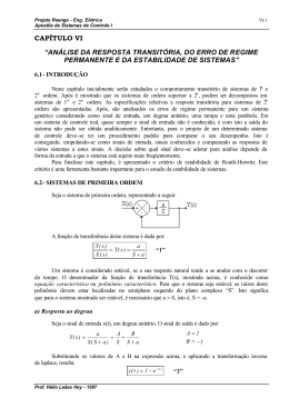 an&aacute;lise da resposta transit&oacute;ria, do erro de regime