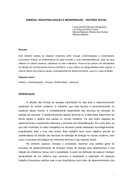 Energia, Industrializa&ccedil;&atilde;o e Modernidade