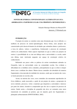 FONTES DE ENERGIA CONVENCIONAIS E ALTERNATIVAS E