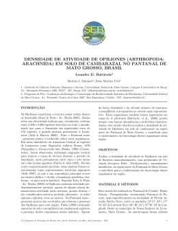 densidade de atividade de opiliones (arthropoda: arachnida)