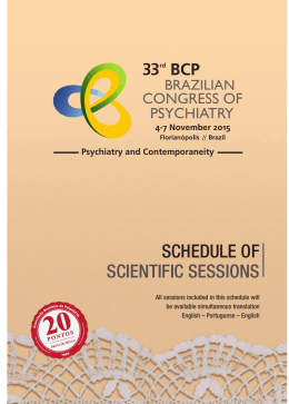 schedule of scientific sessions - Congresso Brasileiro de Psiquiatria