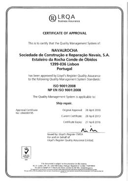 NAVALROCHA Sociedade de Construgéo e Reparag`ao Navais, S.A.